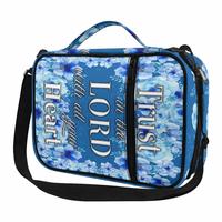 Sac d'église de bibliothèque de protection personnalisé avec sublimation en cuir polyester à fermeture éclair Sac biblique à la demande avec impression
