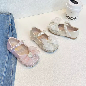 Chaussures de princesse à nœud et paillettes pour petites filles, style Mary Jane, pour mariage et fête - Product Image 6