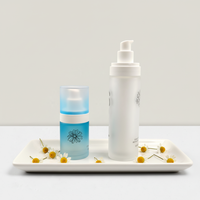 15ml 30ml 50ml bouteille de pompe sans air en verre cosmétique bleu dégradé clair givré pour sérum lotion huile pour le visage