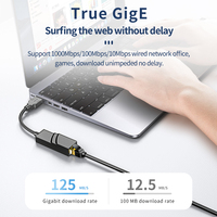 Adaptateur Ethernet Gigabit Jasoz 10/100/1000M USB 2.0 3.0 USB-C USB-A Type C RJ45 PVC Carte Réseau USB3.0 Noir pour Projecteur HDTV