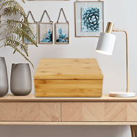 Boîtes de rangement en bambou de grande taille, design classique et soigné, boîte de rangement avec pot en verre et broyeur pour accessoires de fumage
