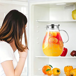 <span class=keywords><strong>Carafe</strong></span> à eau en verre borosilicate de qualité supérieure, 2500 ml, résistante à la chaleur, avec <span class=keywords><strong>filtre</strong></span> et poignée en acier inoxydable - Product Image 4