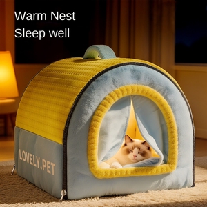 Cuccia per Gatti Convertibile e Pieghevole di Lusso, Tenda Invernale Calda, Staccabile e Lavabile, per Animali Domestici di Piccola e Media Taglia - Product Image 2
