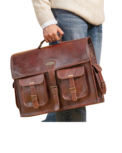 Sac messager en cuir marron vintage personnalisé, sacoche pour ordinateur portable, pour le bureau, les affaires et les voyages - Product Image 5