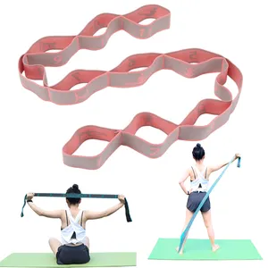 Fabrika özel 11 döngüler direnç elastik germe Yoga bantları Fitness egzersiz Pilates Latin dans Yoga esnek kemer kayış