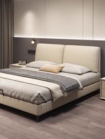 Lit Moderne de Luxe en Cuir Rembourré, Design Italien, Réglable, Haute Qualité, Tailles Simple/Double, Confortable pour Chambre à Coucher