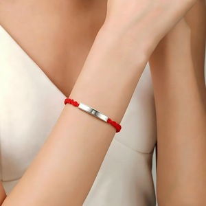 Adjustable Braided <b>Bracelet</b> Stainless Steel Curved Tube Unisex Fashion String <b>Bracelet</b> Gift Jewelry <b>Red</b> - Product Image 2