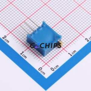 Résistance/potentiomètre réglable 3296W-1-203LF, composant traversant (THT)-3P, 9,5x4,9 mm, résistance 20 kOhm, 10 %, 500 mW, 250 ppm/ ℃ - Product Image 2