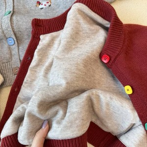 Children's Double Layer <b>Thick</b> Knit Sweater Coat Warm Soft Winter Top For Boys And Girls Trendy Baby <b>Cardigan</b> With Embroidery - Product Image 3