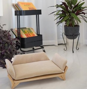 High Quality Oak Beige Pillow Luxury Wooden Pet Sleeping <strong>Bed</strong> Indoor Solid House Elevated Luxury Wooden <strong>Dog</strong> <strong>Bed</strong> - Product Image 3