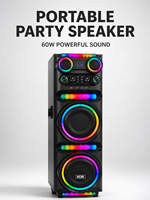 Sistem Speaker Nirkabel Hitam Stereo Rumah Pintar Bergaya Vintage Subwoofer Bluetooth RGB 60W NDR-M1104 Baru untuk Karaoke