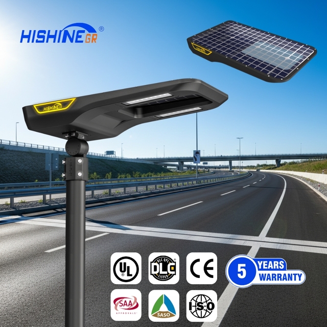Hishine Ufo Street Light Unique UFO Shape High Efficiency Solar Panel Outdoor Public Area Lighting Anti Corrosion Energy Saving
