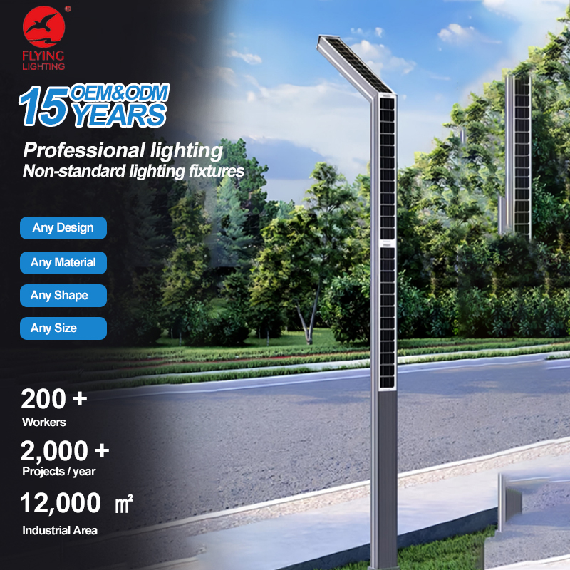 Commercial Solar Street Light Post Lights Aluminum Solar Garden Light Outdoor Bollard Park Villa LED Landscape Light Pole
