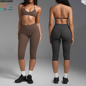XW-YY244-4 Fornitura di Fabbrica, Vendita Calda, Abbigliamento Sportivo da Donna per Esterni, <span class=keywords><strong>Leggings</strong></span> Capri in Spandex ad Alto Supporto per Ragazze, Set Personalizzato per Yoga da Donna - Product Image 3