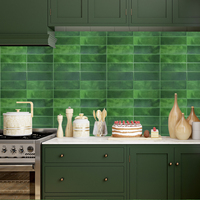 Carreaux muraux autocollants 3D modernes pour la décoration intérieure, carreaux de crédence de cuisine verts, accents de bordure verts pour la pièce