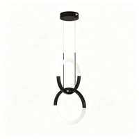 Luminaire suspendu LED moderne noir et blanc à double anneau entrelacé, lustre circulaire minimaliste pour hall d'entrée, chambre à coucher, hôtel