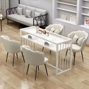Factory Direct Sale Luxury <b>Nail</b> <b>Tables</b> Glass Salon Furniture <b>Nail</b> <b>Tables</b> and Chairs Sets - Product Image 5