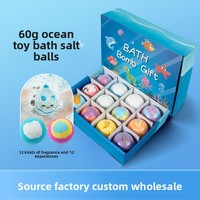 Ensemble de boules de sel de bain transfrontalières 60g * 12 pour enfants avec boîte-cadeau