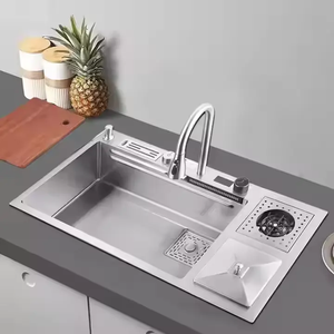 Évier <span class=keywords><strong>de</strong></span> <span class=keywords><strong>cuisine</strong></span> <span class=keywords><strong>noir</strong></span> à cuve unique <span class=keywords><strong>de</strong></span> luxe Cascade Smart Nano avec couvercle <span class=keywords><strong>de</strong></span> poubelle <span class=keywords><strong>2</strong></span> trous sans robinet - Product Image 3