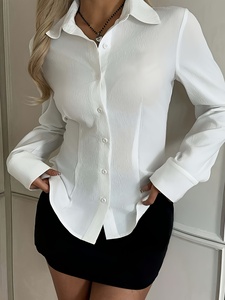 Camisa Blanca Texturizada con Botones para Mujer, Primavera-Verano 2026, <span class=keywords><strong>Manga</strong></span> Larga, Corte Entallado, Venta al Por Mayor - Product Image 1