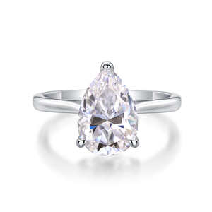 Wholesale Jiuzuan Luxury Sterling Silver 925 White Gold Plated PearCut <strong>Moissanite</strong> Pave Setting Gemstone Rings GRA - Product Image 2