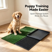 Système de toilette pour chien en gazon synthétique réutilisable, plateau de toilette pour animaux de compagnie en gazon artificiel lavable, adapté aux balcons d'appartements