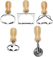 Rouleau à pâtisserie en acier inoxydable pour la cuisine, pour la fabrication de raviolis, de boulettes, de biscuits, de pâtes, de gâteaux, avec moule en bois