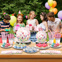 Décorations de table à thème floral pour la fête des mères, le printemps et le jardin, ensemble de vaisselle à usage unique, rose fleur de cerisier