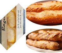 Tas roti Caterpillar Perancis, kantung kertas roti Baguette tahan minyak dengan jendela bening dasi panjang ramah lingkungan