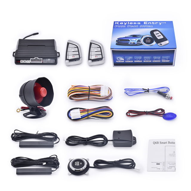 Universal Smart Keyless Entry System with Push-to-Start Remote Control One-Way Car Alarms Window Control Function