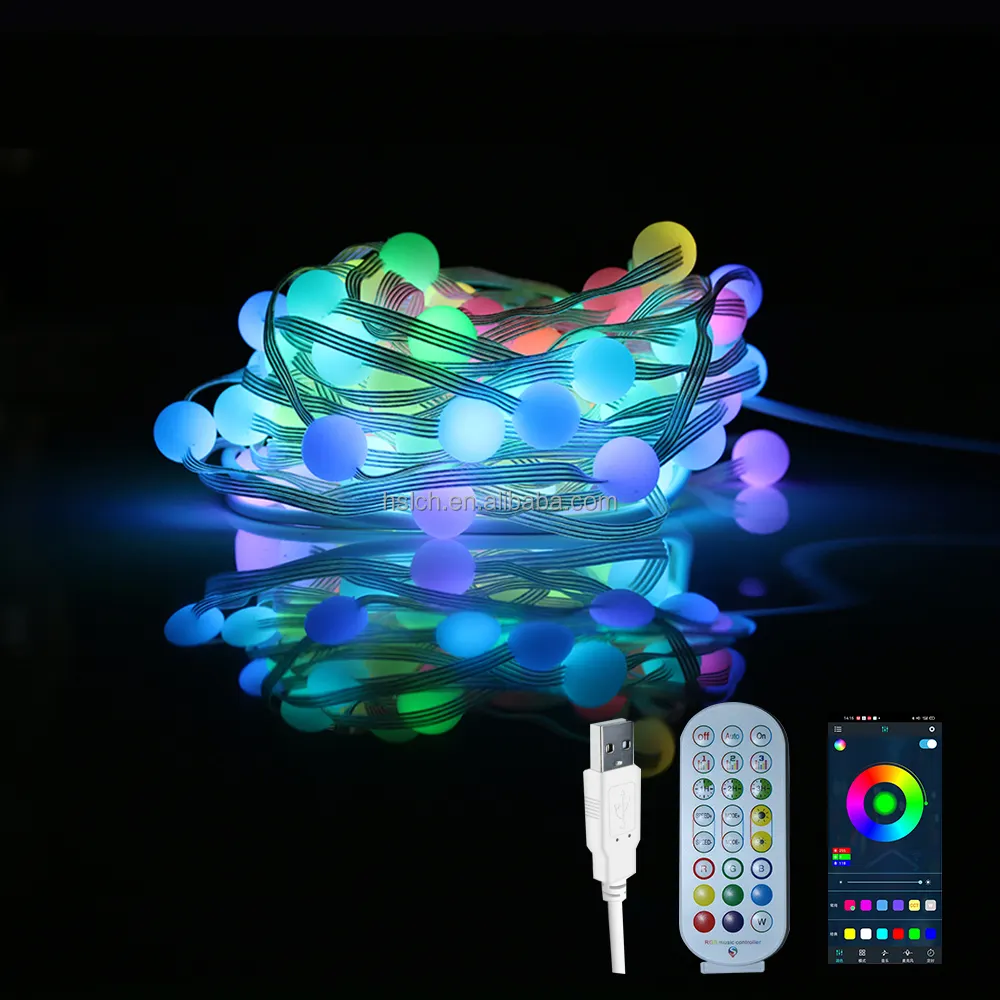 Popular programmable addressable RGB app sound active remote waterproof christmas led lights