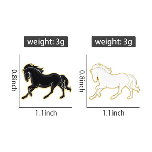 Pin Enamel Kuda Berlari Kartun Lucu Hitam Putih Bros Logam Hewan Dinamis Lencana Kerah Perhiasan Fashion Hadiah untuk Teman - Product Image 6