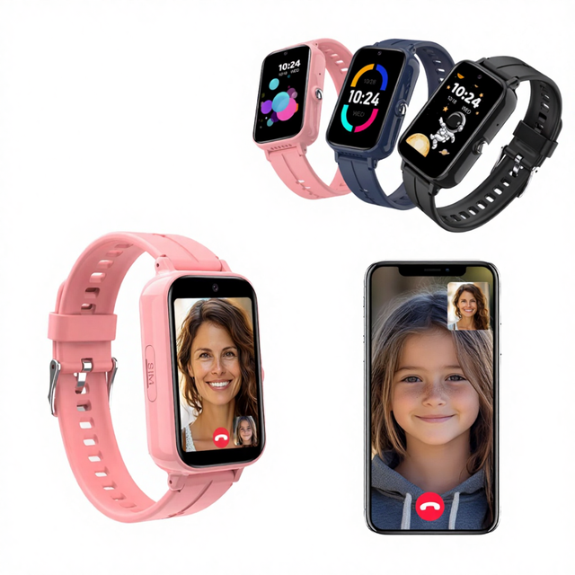 Touch Screen IPS Display IP67 Waterproof 4G SIM Square Smart Watch for Kids GPS SOS Button Video Call Camera Silica Gel Band
