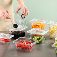 Conteneur alimentaire rectangulaire en polycarbonate 1/1 avec couvercle à clapet, écologique, compatible réfrigérateur et lave-vaisselle, organisateur de cuisine