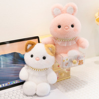 Porte-clés personnalisé en peluche ours en peluche assis, motif dessin animé mignon, broderie, rembourrage en coton PP, oreilles mobiles, couleurs personnalisables
