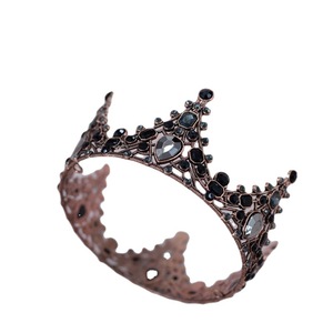 Corona Redonda Nupcial para Boda, Cumpleaños, Festividades, Adorno de Cabeza Acrílico Negro Vintage Barroco, Decoraciones para Pasteles - Product Image 2