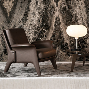 Fauteuil lounge en cuir style nordique avec repose-pieds, fauteuil de salon, fauteuil individuel pour la maison ou l'hôtel - Product Image 4