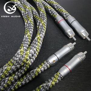 <span class=keywords><strong>Cable</strong></span> de Audio RCA a RCA YIVO XSSH 7N PCOCC + Carcasa de PVC, Conector de Latón Chapado en Rodio, Blindaje Trenzado, Extensión para Altavoces - Product Image 1