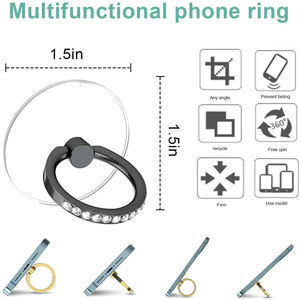 Support de bague de téléphone portable en diamant Transparent Finger Grip Clear 360 Degree Rotation Kickstand Compatible iPhones - Product Image 5