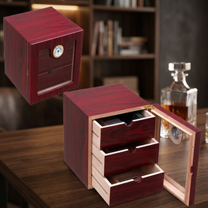 Humidor de Madera de Cerezo Pequeño, Modelo 0128, Técnica de Lacado, con Capacidad para 75 Cigarros, Diseño Europeo Ecológico - Product Image 3
