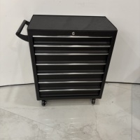 Chariot de rangement robuste pour outils de réparation automobile, 7 tiroirs, système de verrouillage à clé, sur roulettes, en fer, OEM ODM, noir, armoire à outils mobile