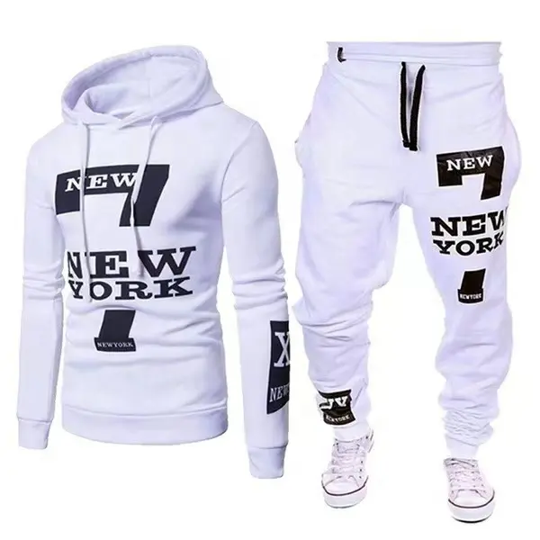 2021 Herbst Winter Herren Set Letter Print Langarm Hoodies und Jogger Hosen lässig 2 Stück Set Trainings anzug für Männer Active Wear