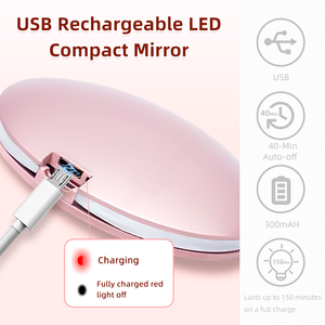 Xách Tay USB Sạc Mini Thông Tư Cầm Tay Gương Đôi Hai Mặt Gấp Vòng Túi Gương LED Ánh Sáng Cho Bóng Mắt Trang Điểm - Product Image 5