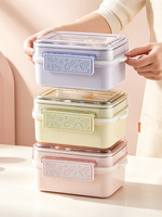 Boîte à bento portable mignonne à double couche en acier inoxydable, motif dessin animé, hermétique, résistante aux fuites, compatible micro-ondes, sans BPA