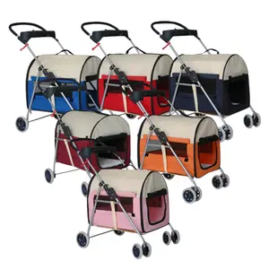 Foldable Pet Stroller Dog Travel Pet Carrier Trolley Wearable Animal Strollers For Cats And Dogs