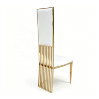 Chaise moderne à dossier haut en acier inoxydable doré, chaise de banquet de luxe pour mariage, hôtel, réception d'événements