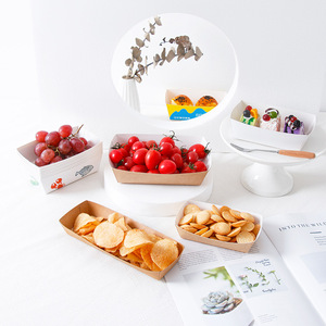 Boîte à <span class=keywords><strong>hot</strong></span>-dogs en papier artisanal écologique Plat en forme de bateau Plateau de service pour poulet restauration rapide Boîtes kraft Assiette alimentaire antidérapante Plateau à dessert en papier - Product Image 1