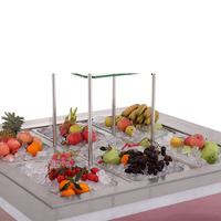 Comptoir de buffet réfrigéré carré pour salades, refroidissement direct, avec 8 bacs GN 1/1 grande capacité pour hôtels et restaurants