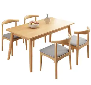 Set meja makan kayu Solid untuk meja tamu-furnitur ukuran kustom/meja makan kayu/warna kustom