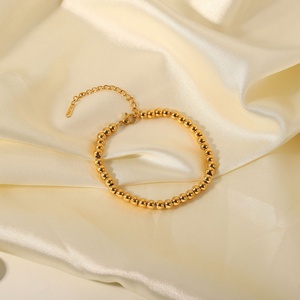 High Quality Stainless Steel Jewelry Waterproof Gold Plated Women <b>Beaded</b> <b>Bracelet</b> - Product Image 4